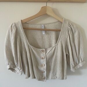 RACHEL PALLY Linen Kimme Top XS in Natural